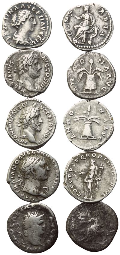 Lot Of 5 Roman Imperial Denarii. Lot Sold As Is, No Returns.