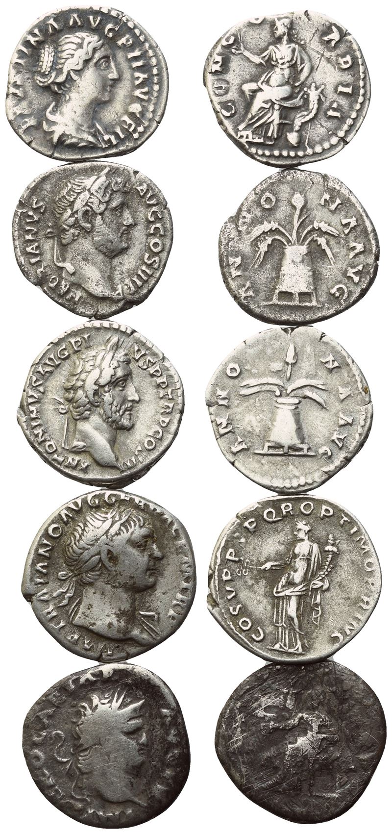 Lot Of 5 Roman Imperial Denarii. Lot Sold As Is, No Returns.