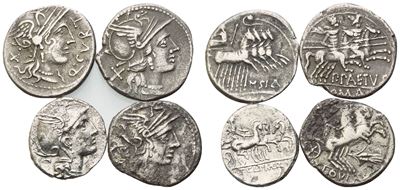 Lot Of 4 Roman Republican Denarii. Lot Sold As Is, No Returns.