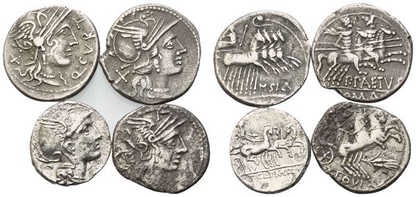 Lot of 4 Roman Republican denarii. Lot sold as is, no returns.