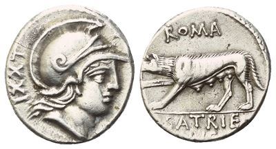 P. Satrienus, Denarius, Rome, 77 Bc; Ar (3,99 G; 17 MM; 4 H)