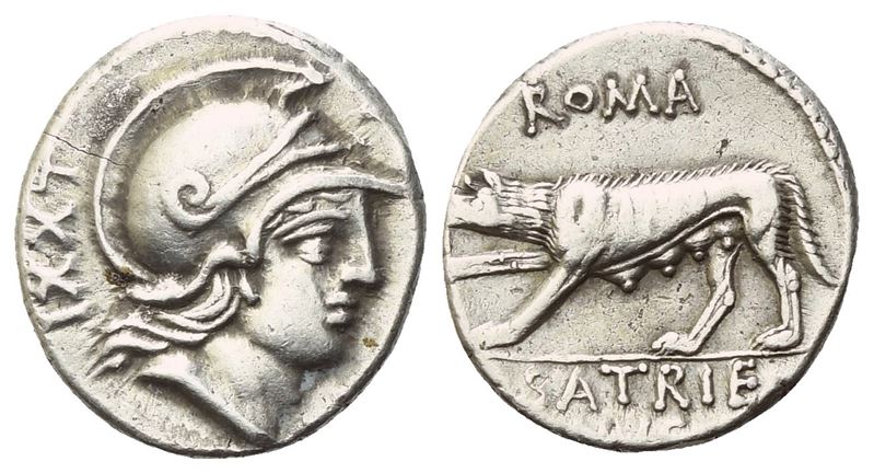 P. Satrienus, Denarius, Rome, 77 Bc; Ar (3,99 G; 17 MM; 4 H)