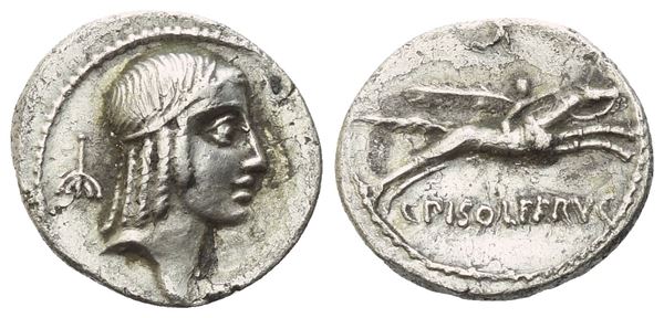 C. Calpurnius Piso Frugi, Denarius, Rome, 67 BC; AR (3,20 g; 16,8 mm; 6 h)