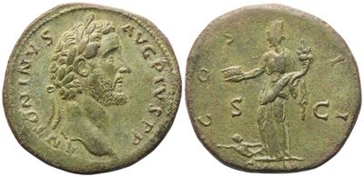 Antonino Pio, Sestertzio imperiale, Roma (139 d.C.), bronzo Æ