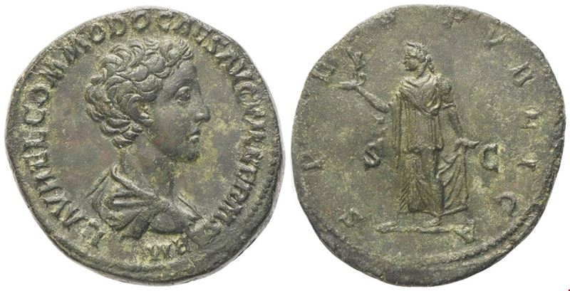 Lucius Aurelius Commodus Caesar, Sestertius sotto Marco Aurelio, Roma (175-176), bronzo Æ