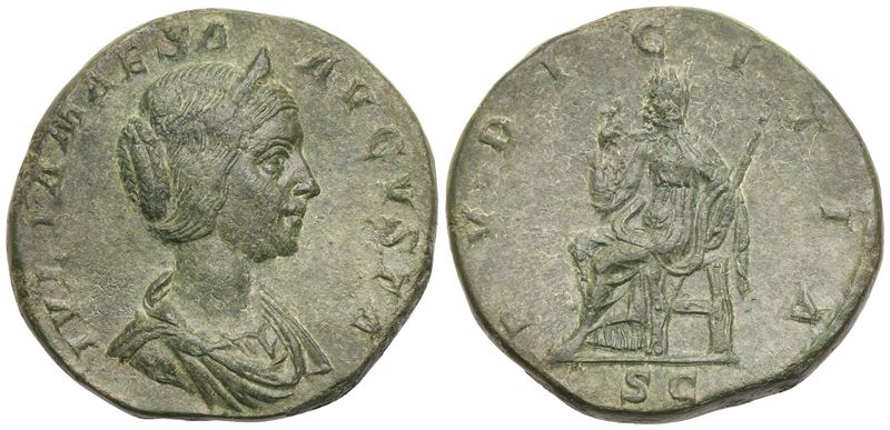 Julia Maesa Augusta (218-224/5), Sestertius struck under Elagabalus, Rome, 220-222; Æ (19,60 g; 3...