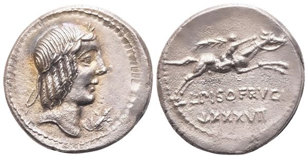 L. Calpurnius Piso Frugi, Denarius, Rome, 90 BC; AR (3,75 g; 18 mm; 3 h)