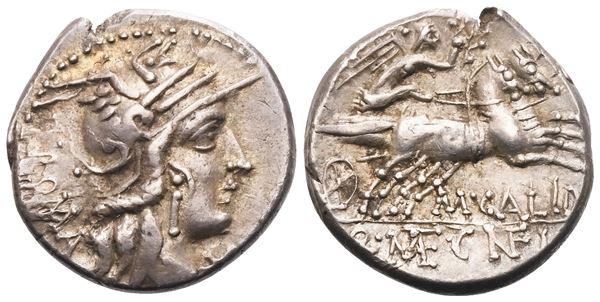 Marcus Calidius, Q. Metellus and Cn. Fulvius, Denarius, Rome, 117-116 BC; AR (4 g; 17,7 mm; 12 h)