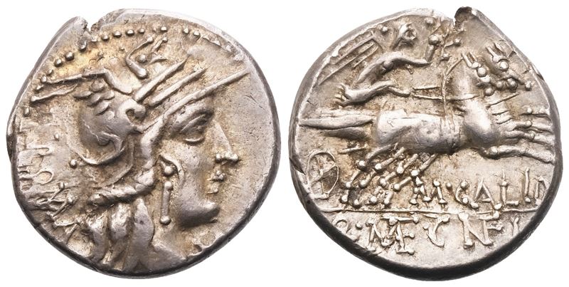 Marcus Calidius, Q. Metellus and Cn. Fulvius, Denarius, Rome, 117-116 BC; AR (4 g; 17,7 mm; 12 h)