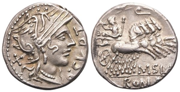 Q. Curtius and M. Silanus, Denarius, Rome, 116-115 BC; AR (3,90 g; 18,4 mm; 8 h)