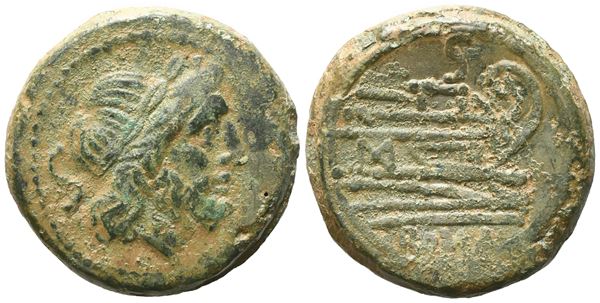 Anonymous, Semis,after 211 BC; Æ (22,33 g; 28,4 mm; 6 h)