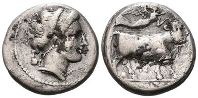 Southern Campania, Neapolis, C. 300 Bc. Ar Didrachm (20 MM, 7.12 G).