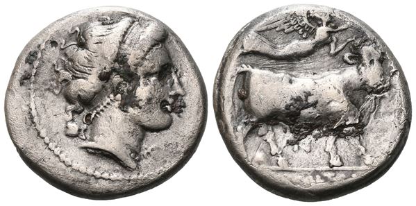 Southern Campania, Neapolis, c. 300 BC. AR Didrachm (20 mm, 7.12 g).  - Auction GREEK & ROMAN PROVINCIAL COINS AND NUMISMATIC LITERATURE Including a wide selection of Alexandrian Coins from the Dattari Collection - Bertolami Fine Art - Prague