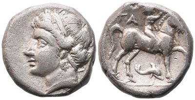 Calabria, Tarentum. Campano-tarentine Series. Circa 281-272 Bc. Ar Nomos (7,07 G; 19,2 MM; 9 H)