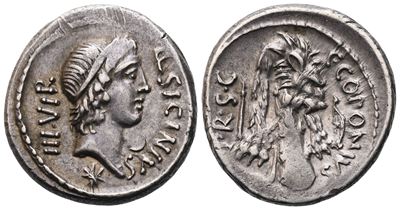 Q. Sicinius And C. Coponius, Denarius, 49 Bc; Ar (3,98 G; 18 MM; 6 H)