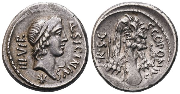 Q. Sicinius and C. Coponius, Denarius, 49 BC; AR (3,98 g; 18 mm; 6 h)