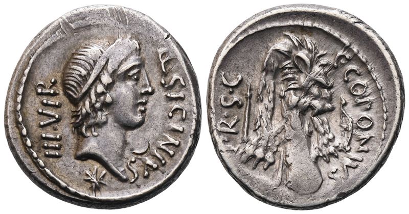 Q. Sicinius And C. Coponius, Denarius, 49 Bc; Ar (3,98 G; 18 MM; 6 H)