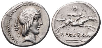 L. Calpurnius Piso Frugi, Denarius, 90 Bc; Ar (3,92 G; 18,3 MM; 2 H)