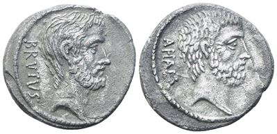 M. Iunius Brutus (54 a.C.), Denario romano, AR