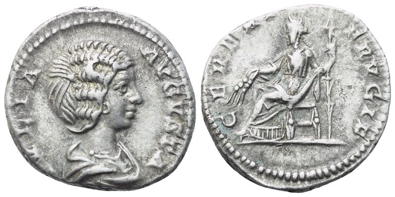 Julia Domna, Denarius romano sotto Settimio Severo e Caracalla, Laodicea ad Mare (c. 198–202 d.C....