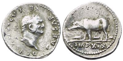Vespasiano (69–79), Denario romano, Roma, 77–78
