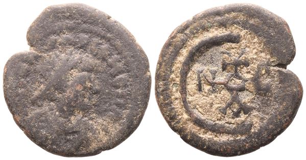 Justinian I (527-565), Pentanummium, Theoupolis (Antioch), c. 560-565; Æ (2,16 g; 15,5 mm; 11 h)