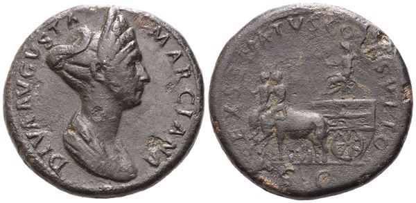 Diva Marciana, Sestertius struck under Trajan, Rome, c. AD 112-117; Æ (g 27,15; mm 33; 6 h)