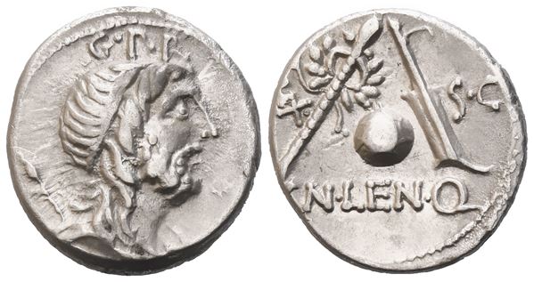 Cn. Lentulus, Denarius, 76-75 BC; AR (3,92 g; 18 mm; 6 h)