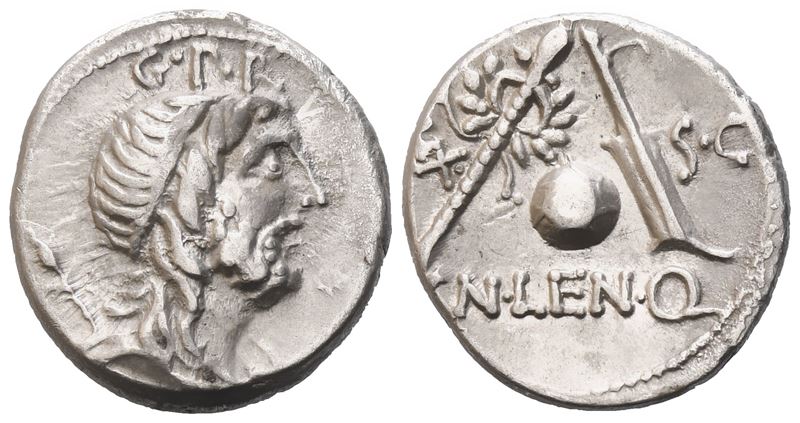 Cn. Lentulus, Denarius, 76-75 Bc; Ar (3,92 G; 18 MM; 6 H)