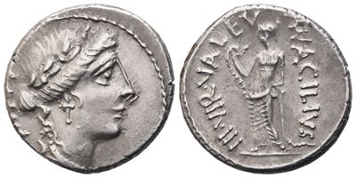 Mn. Acilius Glabrio, Denarius, 49 Bc; Ar (3,99 G; 18 MM; 7 H)
