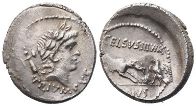 L. Papius Celsus, Denarius, 45 Bc; Ar (3,93 G; 19,5 MM; 2 H)