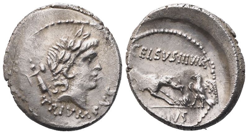 L. Papius Celsus, Denarius, 45 Bc; Ar (3,93 G; 19,5 MM; 2 H)