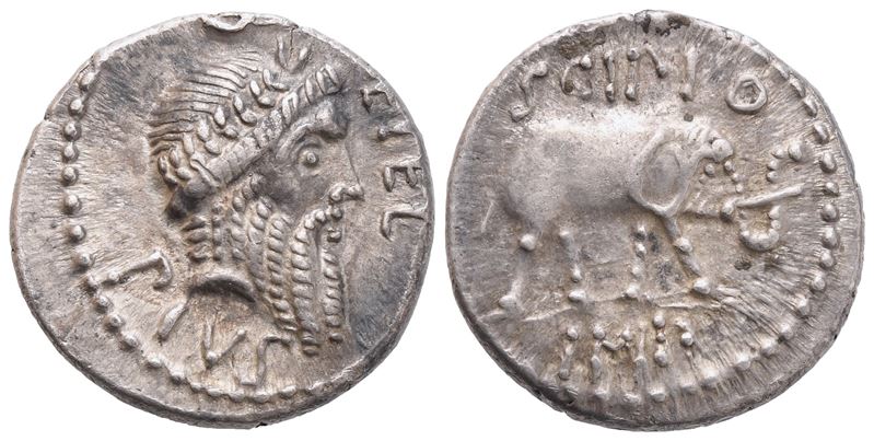 Q. Caecilius Metellus Pius Scipio, Denario romano (AR), 47–46 a.C.
