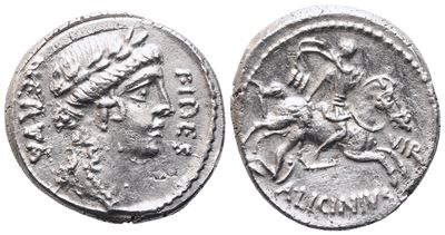 A. Licinius Nerva, Denarius, Rome, Ca. 47 Bc; Ar (3,93 G; 18 MM; 10 H)