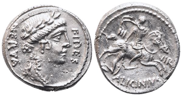 A. Licinius Nerva, Denarius, Rome, ca. 47 BC; AR (3,93 g; 18 mm; 10 h)