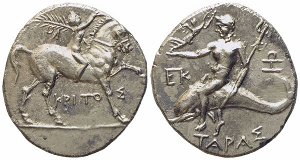 Calabria, Tarentum, Punic occupation (c. 212-209 BC), Half Shekel; AR (g 3,88; mm 18,6)