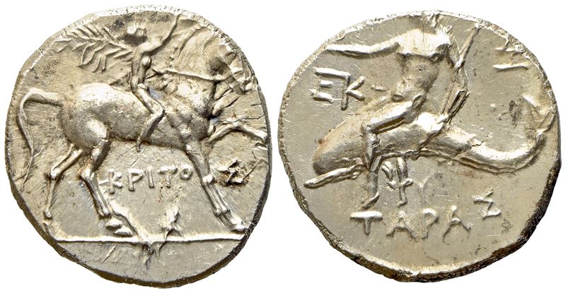 Calabria, Tarentum, Punic Occupation (C. 212-209 Bc), Half Shekel; Ar (g 3,88; MM 18,6)