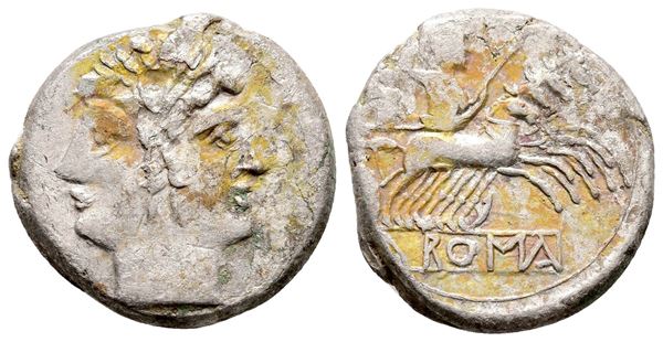 Anonymous, Rome, c. 225-212 BC. AR Quadrigatus (20 mm, 5.85 g).