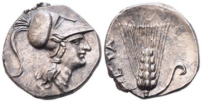 Lucania, Metapontion (punic Occupation), Half Shekel, C. 215-207 Bc; Ar (3,21 G; 17 MM; 6 H)