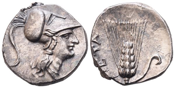 Lucania, Metapontion (Punic occupation), Half Shekel, c. 215-207 BC; AR (3,21 g; 17 mm; 6 h)