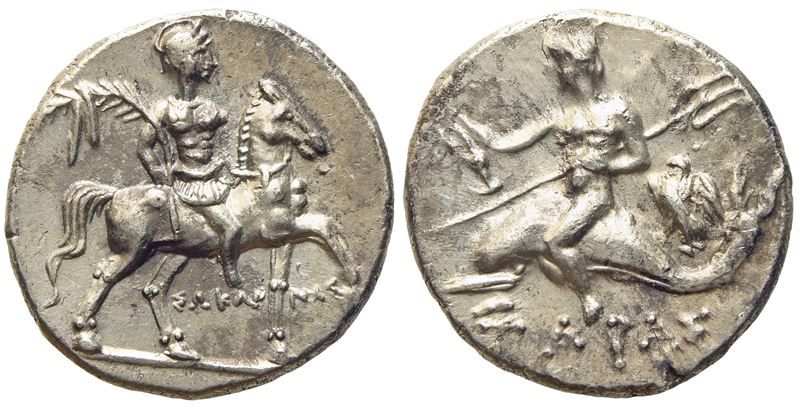 Calabria, Tarentum, Punic Occupation (C. 212-209 Bc), Half Shekel; Ar (g 3,55; MM 17,3)
