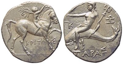 Calabria, Tarentum, Punic Occupation (C. 212-209 Bc), Half Shekel; Ar (g 3,94; MM 18,2)