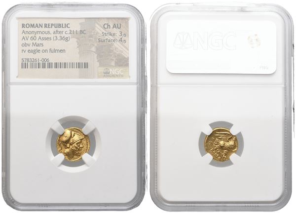 Anonymous, 60 Asses, after c. 211 BC; AV (3,36 g)