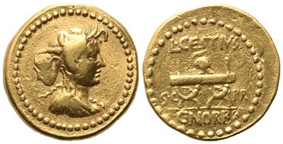 L. Cestius And C. Norbanus, Aureus, 43 Bc; Av (g 8,00; MM 19; H 2)