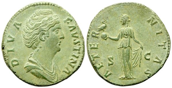 Diva Faustina I, Sestertius struck under Antoninus Pius, Rome, c. AD 141-161; Æ (g 24,50; mm 30,7)