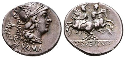C. Servilius M.f., Rome, 136 Bc. Ar Denarius (20mm, 4.00g).