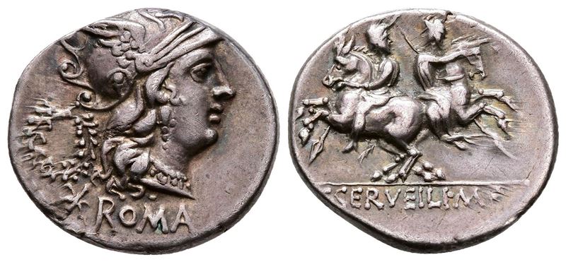 C. Servilius M.f., Rome, 136 Bc. Ar Denarius (20mm, 4.00g).