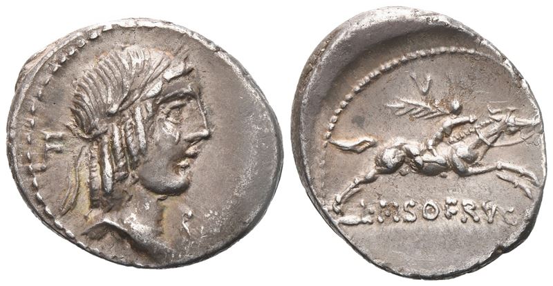 L. Calpurnius Piso Frugi, Denarius, 90 BC; AR (3,98 g; 19 mm; 9 h)