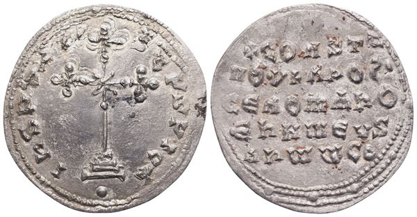 Constantine VII Porphyrogenitus (913-959), with Romanos I, Miliaresion, Constantinopolis; AR (2,35 g; 24 mm; 12 h)