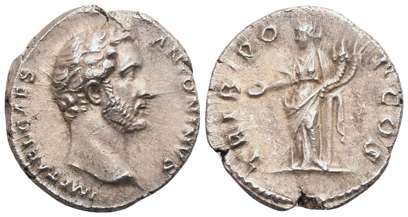 Antoninus Pius (Caesar), Denario, coniazione sotto Adriano (Roma), 138 d.C.